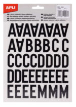 Apli Letras Adhesivas de Palo Mayusculas - Altura 30mm - Color Negro - Pack de 4 Hojas con 153 Letras