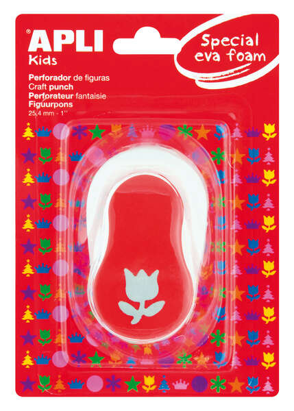 Apli Perforadora de Papel y Goma Eva en Forma de Tulipan - Tamaño de Figura 25.4mm - Perforadora de Alta Calidad para Papel