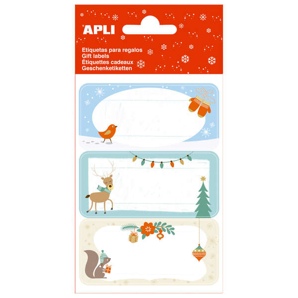 Apli Pack de 27 Etiquetas Adhesivas Navideñas para Regalos - Diseños Surtidos - Espacio para Escribir Apli Pack de 27 Etiquetas Adhesivas Navideñas para Regalos - Diseños Surtidos - Espacio para Escribir