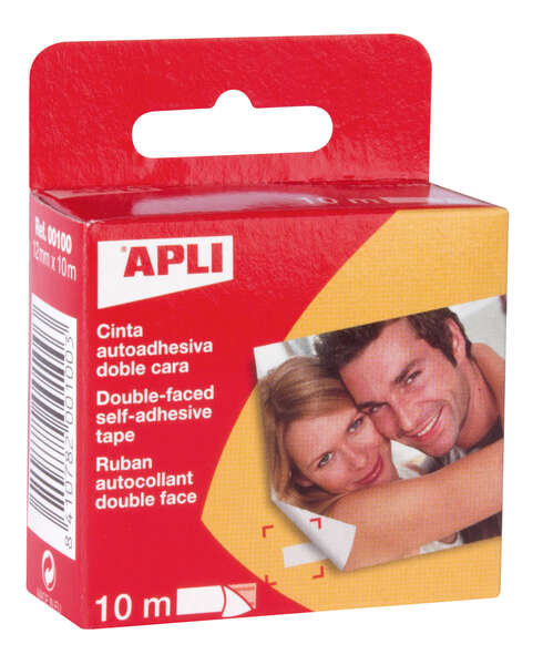 Apli Dispensador Doble Cara 12x10 - Facil Extraccion - Resistente y Duradero - Adhesion Instantanea - para Reparaciones y Trabajos Manuales - Color Transparente