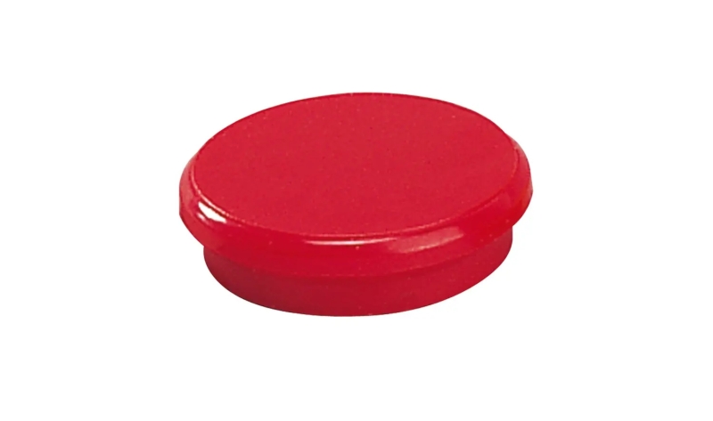 Dahle 95524 Pack de 10 Imanes para Pizarra Blanca - Diametro de 24mm - Color Rojo