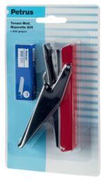 Petrus 205 Mini Majorette Grapadora de Tenaza + 1 Caja 600 Grapas  - Hasta 10 Hojas - Grapado Cerrado - Colores Surtidos - immagine 3