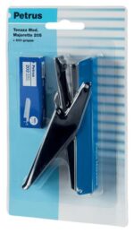 Petrus 205 Mini Majorette Grapadora de Tenaza + 1 Caja 600 Grapas  - Hasta 10 Hojas - Grapado Cerrado - Colores Surtidos - immagine 4