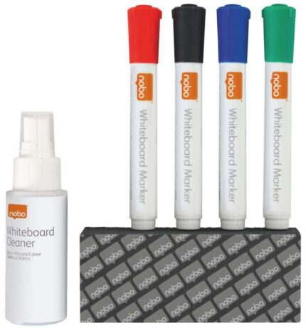 Nobo Pack de Accesorios para Pizarra Blanca - Incluye: 4 Rotuladores Pizarra