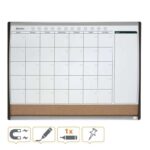 Nobo Planificador Pizarra Magnetica Pequeña con Tablero de Anuncios de Corcho 585x430mm - Semanal y Mensual - Marco Plateado y Negro - Incluye Rotulador - immagine 4
