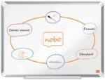 Nobo Premium Plus Pizarra Magnetica de Acero Vitrificado 600x450mm - Montaje en Esquinas - Superficie de Borrado Superior - Color Blanco