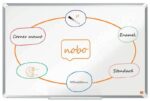 Nobo Premium Plus Pizarra Magnetica de Acero Vitrificado 900x600mm - Montaje en Esquinas - Superficie de Borrado Superior - Color Blanco