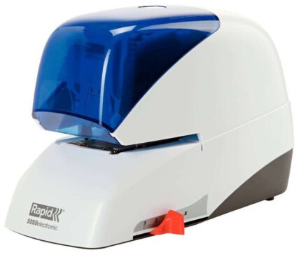 Rapid Grapadora Electrica Supreme R5050E - 50 Hojas - Carga de Cartucho - Duradera - Blanco/Azul