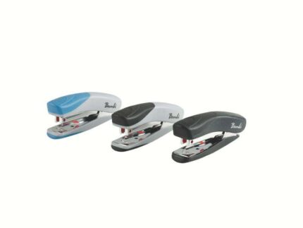 Rexel Bambi Mini Grapadora Metalica + Caja de 1.500 Grapas Nº25 - Grapa hasta 12 Hojas - Acabado de Tacto Suave - 3 Colores Surtidos
