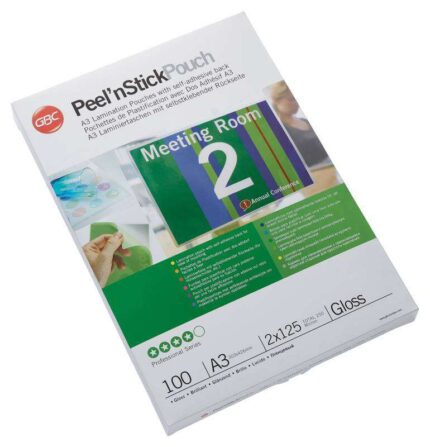GBC Carteras Plastificacion Autoadhesivas A3 2x125 Micras Brillo (100) Transparente