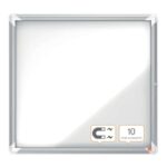 Nobo Vitrina para 6 Hojas A4 - Superficie Blanca Magnetica - Puerta de Cristal de Seguridad - Marco de Aluminio - Color Blanco - immagine 4