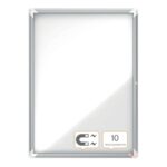Nobo Vitrina para 9 Hojas A4 con Superficie Blanca Magnetica - 1000x752x37mm - Puerta de Cristal de Seguridad - Marco de Aluminio - Color Blanco - immagine 4
