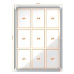 Nobo Vitrina para 9 Hojas A4 con Superficie Blanca Magnetica - 1000x752x37mm - Puerta de Cristal de Seguridad - Marco de Aluminio - Color Blanco - immagine 5