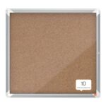 Nobo Vitrina para 6 Hojas A4 con Superficie de Corcho - 752x692x37mm - Puerta de Cristal de Seguridad - Marco de Aluminio - Color Natural - immagine 4