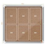 Nobo Vitrina para 6 Hojas A4 con Superficie de Corcho - 752x692x37mm - Puerta de Cristal de Seguridad - Marco de Aluminio - Color Natural - immagine 5