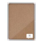 Nobo Vitrina para 9 Hojas A4 con Superficie de Corcho - 1000x752x37mm - Puerta de Cristal de Seguridad - Marco de Aluminio - Color Natural - immagine 4