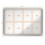 Nobo Vitrina Interior para 8 Hojas A4 con Superficie Magnetica y Puerta Deslizante - 689x972x54mm - Superficie Blanca Metalica y Magnetica de Borrado en Seco - Marco de Aluminio - Puertas de Cristal de Seguridad Deslizantes - Color Blanco - immagine 5