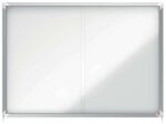Nobo Vitrina Interior para 18 Hojas A4 con Superficie Magnetica y Puerta Deslizante - 997x1412x54mm - Superficie Blanca Metalica y Magnetica de Borrado en Seco - Marco de Aluminio - Puertas de Cristal de Seguridad - Color Blanco