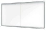 Nobo Vitrina Interior para 27 Hojas A4 con Superficie Magnetica y Puerta Deslizante - 997x2072x54mm - Marco de Aluminio - Puertas de Cristal de Seguridad - Cerradura y Llaves Incluidas - Color Blanco - immagine 2