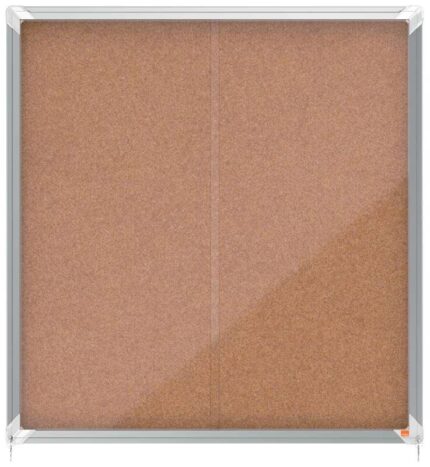 Nobo Vitrina Interior para 12 Hojas A4 con Superficie de Corcho y Puerta Deslizante - 997x972x54mm - Tablero de Corcho