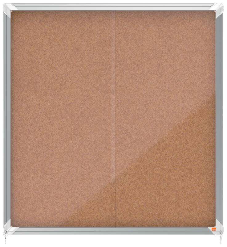 Nobo Vitrina Interior para 12 Hojas A4 con Superficie de Corcho y Puerta Deslizante - 997x972x54mm - Tablero de Corcho