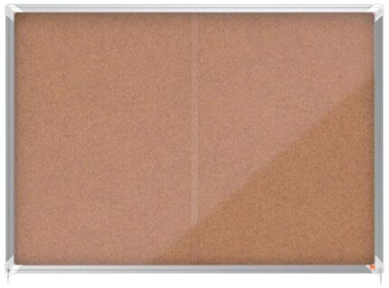 Nobo Vitrina Interior 18 Hojas A4 Corcho Puerta Deslizante - Superficie Autorregenerable - Aluminio - Color Natural