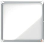 Nobo Vitrina Exteriores 6 Hojas A4 Superficie Blanca Magnetica - 752x692x45mm - Puerta Seguridad Cerradura Marco Aluminio - Color Blanco