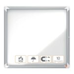 Nobo Vitrina Exteriores 6 Hojas A4 Superficie Blanca Magnetica - 752x692x45mm - Puerta Seguridad Cerradura Marco Aluminio - Color Blanco - immagine 4