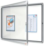Nobo Vitrina Exteriores 8 Hojas A4 Superficie Blanca Magnetica - 692x972x45mm - Puerta Seguridad Cerradura Marco Aluminio - Resistente Intemperie - Color Blanco - immagine 4