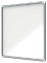 Nobo Vitrina Exteriores 12 Hojas A4 Superficie Blanca Magnetica 45mm - Seguridad Aluminio - Cristal Deslizante 4mm - Resistente Intemperie - Blanco Metalico - immagine 2