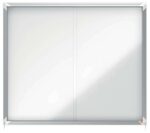 Nobo Premium Plus Vitrina Magnetica de Puerta Corredera 15xA4 - 1140x970mm - Superficie Magnetica - Blanco