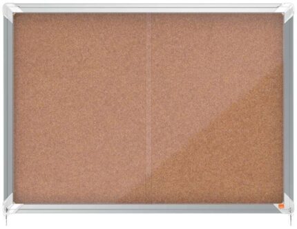 Nobo Premium Plus Vitrina de Puerta Corredera con Fondo de Corcho 8xA4 Hojas - Tamaño 925x668mm - Superficie Autorreparable - Color Natural