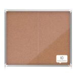 Nobo Premium Plus Vitrina de Puerta Corredera con Fondo de Corcho 15xA4 - Cerradura de Esquina Integrada - Superficie Autorreparable - Natural - immagine 4