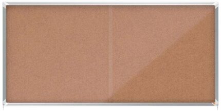 Nobo Premium Plus Vitrina de Puerta Corredera con Fondo de Corcho 27xa4 - Seguridad y Elegancia - Natural