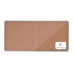 Nobo Premium Plus Vitrina de Puerta Corredera con Fondo de Corcho 27xa4 - Seguridad y Elegancia - Natural - immagine 4