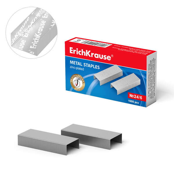 Erichkrause Caja de 1000 Grapas 24/6 Galvanizadas - Alambre de Acero - Alta Calidad - Resistente a la Corrosion Erichkrause Caja de 1000 Grapas 24/6 Galvanizadas - Alambre de Acero - Alta Calidad - Resistente a la Corrosion