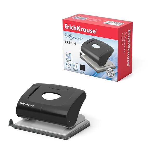 Erichkrause Elegance Perforadora de Papel - Perfora hasta 20 Hojas - Deposito de Residuos - Mecanismo de Acero - Garantia 2 Años - Color Negro Erichkrause Elegance Perforadora de Papel - Perfora hasta 20 Hojas - Deposito de Residuos - Mecanismo de Acero - Garantia 2 Años - Color Negro