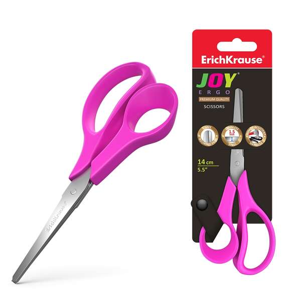 Erichkrause Joy Ergo Tijeras de Acero Inoxidable 14cm - Extremos Redondeados - Resistente a la Corrosion - Mangos Ergonomicos - Colores Aleatorios Surtidos Erichkrause Joy Ergo Tijeras de Acero Inoxidable 14cm - Extremos Redondeados - Resistente a la Corrosion - Mangos Ergonomicos - Colores Aleatorios Surtidos
