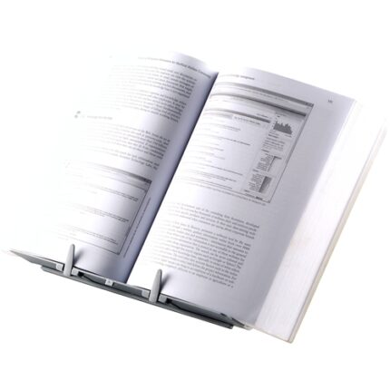 Fellowes Atril para Libros Ajustable con Clips - 9 Ajustes de Altura - Base Antideslizante y Plegable - Capacidad para 400 Hojas A4 - Color Plata