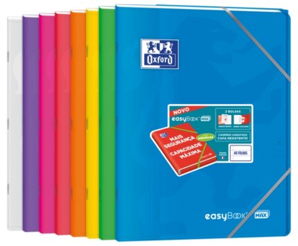 Oxford Easybook Max A4 Libreta Grapada - Tapa de Plastico Resistente - 1 Linea con 2 Margenes - 48 Hojas de Papel de Alta Calidad