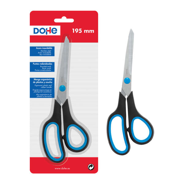 Dohe Tijeras de Acero Inoxidable - Puntas Redondeadas - Mango Ergonomico de Plastico y Caucho - Blister Individual Dohe Tijeras de Acero Inoxidable - Puntas Redondeadas - Mango Ergonomico de Plastico y Caucho - Blister Individual