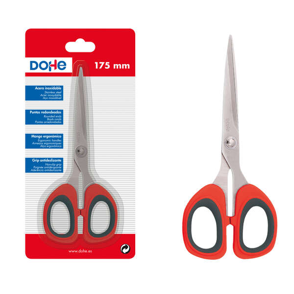 Dohe Tijeras de Acero Inoxidable - Puntas Redondeadas - Mango Ergonomico de Plastico y Caucho - Blister Individual Dohe Tijeras de Acero Inoxidable - Puntas Redondeadas - Mango Ergonomico de Plastico y Caucho - Blister Individual