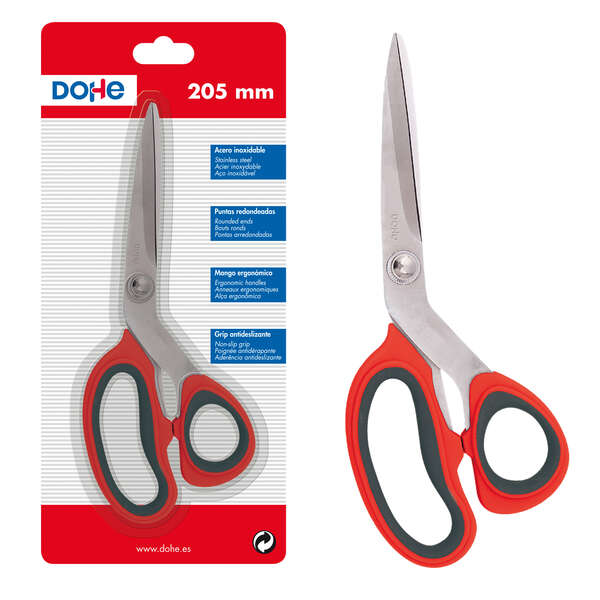 Dohe Tijeras de Acero Inoxidable - Puntas Redondeadas - Mango Ergonomico de Plastico y Caucho - Blister Individual Dohe Tijeras de Acero Inoxidable - Puntas Redondeadas - Mango Ergonomico de Plastico y Caucho - Blister Individual