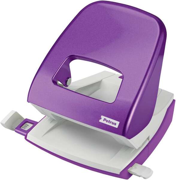 Petrus 62 WOW Taladro Perforador - Hasta 30 Hojas - Marcas de Formato - Punzones 5.5mm - Color Violeta Metalizado