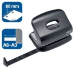 Rapid Eco Taladro Perforador - Perfora hasta 20 Hojas - Facil Vaciado - Punzones 5.5mm - Fabricado con un 74% de Plastico Reciclado Postconsumo - Color Negro - immagine 2