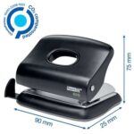 Rapid Eco Taladro Perforador - Perfora hasta 20 Hojas - Facil Vaciado - Punzones 5.5mm - Fabricado con un 74% de Plastico Reciclado Postconsumo - Color Negro - immagine 3