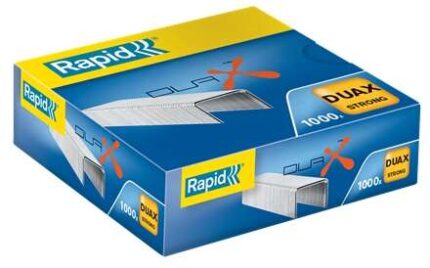 Rapid Duax Strong Caja de 1000 Grapas para Gruesos - Grapa hasta 170 Hojas - Alambre Galvanizado de Alto Rendimiento - Patilla de 20mm