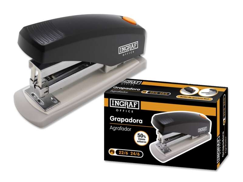 Ingraf Grapadora Pro - Alta Capacidad de Grapado - Diseño Ergonomico - Durabilidad Garantizada - Ideal para Oficina y Hogar - Color Negro