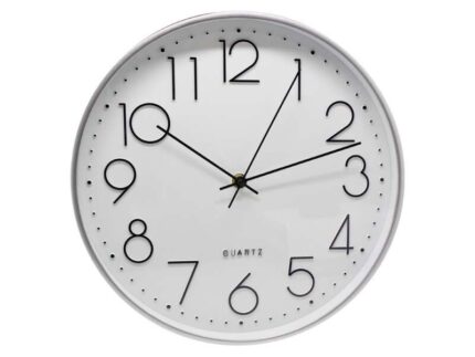 Bismark Reloj Oficina Plata - Marco Plastico - Lente de Cristal - Manecillas de Aluminio - Esfera de PVC - Color Plata