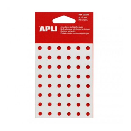 Apli Pack con 96 Arandelas de Refuerzo Ø 13mm - Alta Resistencia a Tirones y Rozaduras - Ideal para Escuela